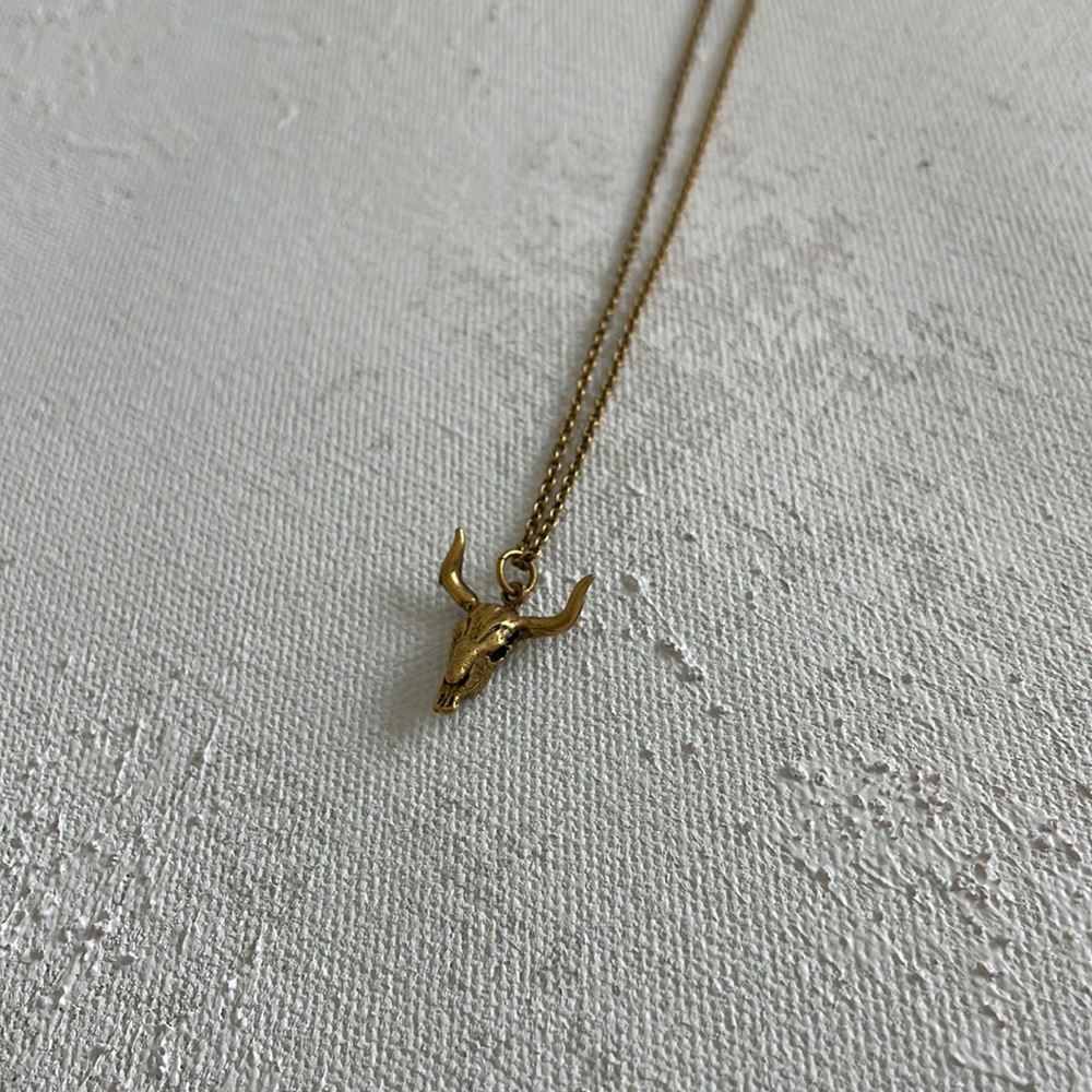Cow skull gold necklace